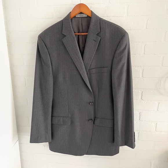 Lauren Ralph Lauren Men’s Blazer Formal Gray Pinstripe Single breast Sz 46R - Picture 2 of 14